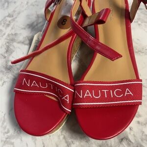 Nautica Red Sandals with Ankle Strap and Flat Sole